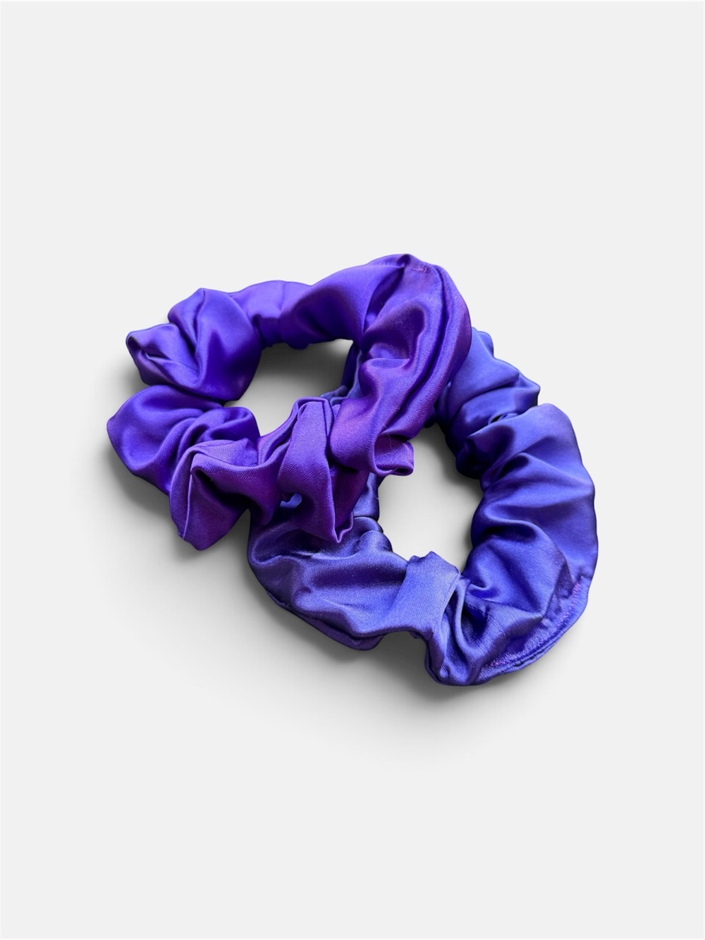 Silky Purple Satin Hair Scrunchies - Set of 2